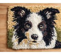 Perros Animales Kit De Crochet Border Collie De Dibujos Animados Kit Para Hacer Alfombras De Punto De Cruz，Kits De Crochet Para Tapiz，Juego De Bordado，Manualidades De Costura Para Decor 23x16in