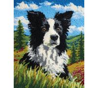 Perros Animales Latch Hook Rug Kit Retrato De Un Border Collie Kit Para Hacer Alfombras Para Adultos Y Niños，Kits De Gancho De Pestillo Para Tapiz，Bordado，Costura，Manualidades De Bricol 35x46in