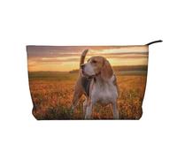 Perros Beagle paseando por el césped, Mascotas, Atardecer,Neceser de Pana, Neceser de Maquillaje portátil, Neceser de Viaje