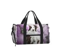 Perros Border Collie Marrones en Primavera con Flores,Bolso Deportivo Bandolera de Mano, Bolsa de Deporte, Bolsa de Viaje de Gran Capacidad para Mujeres y Hombres.