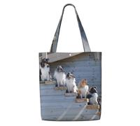 Perros Border Collie Shetland SheepDogs Alaskan,Bolsas de supermercado reutilizables, bolsas de compras, bolsas de lona de gran capacidad, bolso de hombro