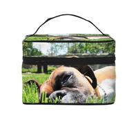 Perros Boxer Hierba Verde Mascotas Perros De Césped, Bolsa de Maquillaje Bolsa de cosméticos Bolsa de artículos de tocador de Viaje portátil Estuche para lápices Bolsa de artículos de tocador