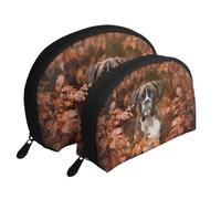 Perros Boxer Otoño, Bolsa de Maquillaje de Concha, Monedero pequeño para Mujer, Bolsa de artículos de tocador, Bolsa de cosméticos, 2 Piezas