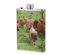 Perros, cachorros y mascotas de Rhodesian Ridgebacks,Frasco de acero inoxidable 304 de 8 oz con funda de cuero sintético, frasco de bolsillo para licor plano para exteriores