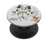 Perros caniche Bailando en el Amor por la mañana con Taza de café PopSockets PopGrip Adhesivo