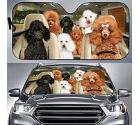 Perros Caniche Familia De Perros Caniche Coche Parasol Protección Solar Parasol De Coche Portátil Proteccións Solar para El Parabrisas Universal para Camión SUV Furgonetas M