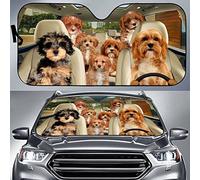 Perros Cavapoo Familia De Perros Cavapoo Coche Parasol Portátil Parasol De Coche Protección Rayos UV Proteccións Solar para El Parabrisas Universal para SUV Furgonetas Todoterreno M