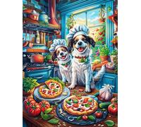 Perros celebrando una fiesta de pizza en la cocina Puzzles 1000 Piezas Desafío Nivel Difícil Ciencia ficción sueño mágico Rompecabezas Para Adultos Aliviar Estrés Decoración Hogar DIY Moderno Portátil