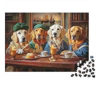 Perros con Atuendo Victoriano Rompecabezas de 1000 Piezas para Adultos Perros Teniendo una Elegante Fiesta de Té Desafiante Premium Grueso Robusto Vibrante Alivio del Estrés 52x38cm/1000pcs