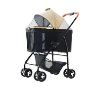 Perros De Pequeños Medianos Cochecito De Cochecito De Perros Buggy Para Mascotas De Carrito Carro Con Ruedas Desmontables Rodamiento De Peso 25 Kg(Khaki)