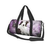Perros de Primavera Border Collie marrón con Flores, Bolsa de Viaje de Gran Capacidad, Bolso Redondo, Bolsa de Viaje Deportiva, Bolsa de Mano, Bolsa de Fitness