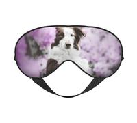 Perros de primavera Border Collie marrón con flores, Cubreojos completos Antifaz bloqueador de luz Antifaz para dormir Antifaz suave con los ojos vendados Noche