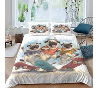 Perros Dibujos Animados 3D Impreso Funda Nórdica Microfibra Decoración Dormitorio Juego de Cama Perro Divertido para Adultos Jóvenes Single（135x200cm）