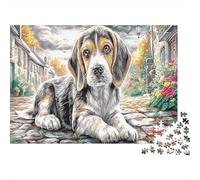 Perros en el Pueblo Rompecabezas 1000 Piezas BÁguila Dog Resting Charming Village Street Estético Desafiante Decoración Hogar Regalo Mujeres Hombres Adultos Niños