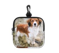 Perros en el río, Perros Marrones y Blancos, Paniel,Bolsa de Almacenamiento Cuadrada con Cremallera, Monedero de Neopreno, Carteras pequeñas, Monedero pequeño, Monedero