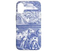 Perros French Toile Hound Azules Vintage Carcasa para iPhone 16 Plus