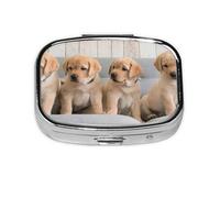 Perros Golden Retriever Cachorros Perros Labrador, Pastillero cuadrado para bolsillo o monedero, pequeño contenedor de pastillas, organizador de pastillas de viaje