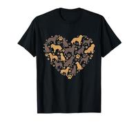 Perros & Huellas de Pata Corazón - Amor Canino & Amor Afecto Mascota Camiseta
