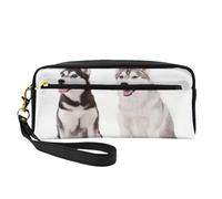 Perros Husky Impresos, Bolsa de Maquillaje Bolsa de cosméticos Bolsa de Aseo de Viaje portátil Estuche de Cuero para Mujeres y niñas
