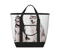 Perros husky impresos,Bolsas de almuerzo de gran capacidad, bolsa de mano térmica para mujeres, hombres, trabajo, picnic, viajes.
