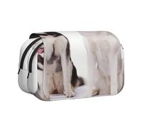 Perros Husky Impresos Estuche para lápices portátil con Doble Concha y Cremallera