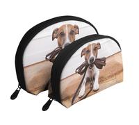 Perros Jack Russell Terrier Animales, Bolsa de Maquillaje de Concha, Monedero pequeño para Mujer, Bolsa de artículos de tocador, Bolsa de cosméticos, 2 Piezas