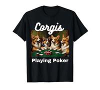 Perros Jugando Al Poker Corgis Perro Welsh Corgi Camiseta gráfica económica, Hombre, Negro, XL