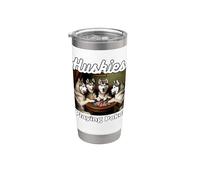 Perros Jugando Al Poker Huskies Perro Husky Siberiano Cartas Vaso térmico de acero inoxidable de doble pared