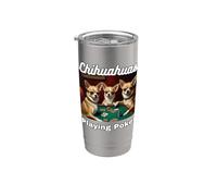 Perros Jugando Al Poker Perro Chihuahua Juego De Cartas Vaso térmico de acero inoxidable de doble pared