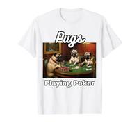 Perros Jugando Al Poker Pugs Perro Pug Camiseta gráfica económica, Hombre, Blanco, M