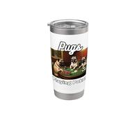 Perros Jugando Al Poker Pugs Perro Pug Vaso térmico de acero inoxidable de doble pared