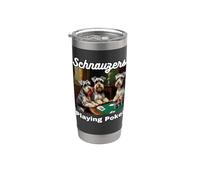 Perros Jugando Al Poker Schnauzers Miniatura Perro Schnauzer Vaso térmico de acero inoxidable de doble pared