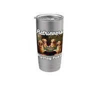 Perros Jugando Al Póquer Perro Golden Retriever Retrievers Vaso térmico de acero inoxidable de doble pared