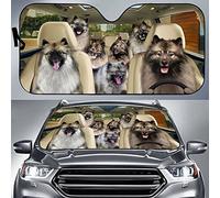 Perros Keeshond Familia De Perros Keeshond Parasol Luna De Coche Térmico Parasol para Parabrisas Protección Solar Paraguas Luna De Coches Universal para Camión Furgonetas Furgonetas S
