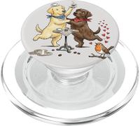 Perros Labrador Bailando Enamorados con Taza de café por la mañana PopSockets PopGrip para MagSafe