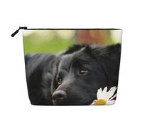Perros Labrador Negro Manzanilla Black Retriever,Neceser de Maquillaje de imitación Lino, Neceser de Viaje portátil