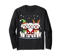 Perros Malteses Navidad Divertido Santa Reno Elfo Vacaciones Manga Larga