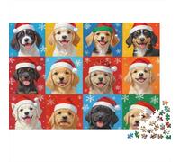 Perros navideños Diseño Rompecabezas 1000 Piezas Papel para Adultos Educativo Puzzle Perros Navidad Decoración Pared 70x50cm/1000pcs