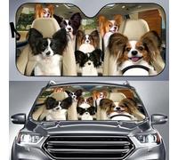 Perros Papillon Familia De Perros Papillon Parasol Luna De Coche Plegable Parasol para Parabrisa Protección Solar Proteccións Solar para El Parabrisas Universal para Camión SUV Vehículos S