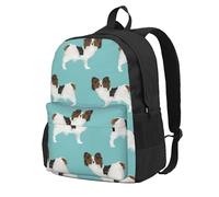 Perros Papillon Lindo Perro Spaniel de Juguete,Mochila con bolsillos, mochila informal para el día a día, resistente al agua, ideal para la escuela, viajes