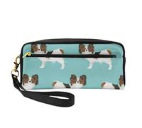 Perros Papillon Lindo Perro Spaniel Toy, Bolsa de Maquillaje Bolsa de cosméticos Bolsa de Aseo de Viaje portátil Estuche de Cuero para Mujeres y niñas