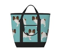 Perros Papillon Lindo perro Spaniel Toy,Bolsas de almuerzo de gran capacidad, bolsa de mano térmica para mujeres, hombres, trabajo, picnic, viajes.