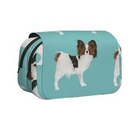 Perros Papillon Lindo Perro Spaniel Toy Estuche para lápices portátil con Doble Concha y Cremallera