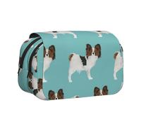 Perros Papillon Lindo Perro Spaniel Toy Estuche para lápices portátil con Doble Concha y Cremallera