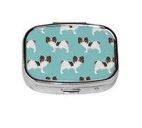 Perros Papillon Lindo Perro Spaniel Toy, Pastillero cuadrado para bolsillo o monedero, pequeño contenedor de pastillas, organizador de pastillas de viaje