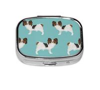 Perros Papillon Lindo Perro Spaniel Toy, Pastillero cuadrado para bolsillo o monedero, pequeño contenedor de pastillas, organizador de pastillas de viaje