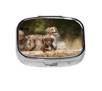 Perros Pastor Australiano Perros Aussie Brown, Pastillero cuadrado para bolsillo o monedero, pequeño contenedor de pastillas, organizador de pastillas de viaje