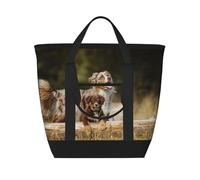 Perros pastores australianos Perros australianos marrones,Bolsas de almuerzo de gran capacidad, bolsa de mano térmica para mujeres, hombres, trabajo, picnic, viajes.