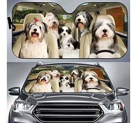 Perros Pastores Ingleses Antiguos Conduciendo Parasol para Parabrisas Protección Rayos UV Coche Parasol Protección Solar Paraguas Luna De Coches Universal para Furgonetas Vehículos Camión S