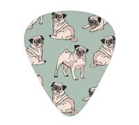 Perros Pug Sentados,12 púas de guitarra, 3 grosores diferentes para guitarra acústica, bajo y ukelele